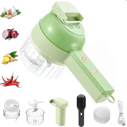 4 in 1 Vegetable Cutter Multifunctional Handheld Electric Wireless Chop Garlic Mash Minced Slice Onion Cutting Cooking Gadget