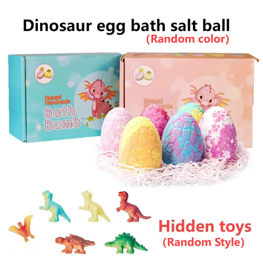 6Pcs/Box 120G Children'S Bath Salt Ball Dinosaur Egg Bubble Bath Ball Doll Bath Explosion Essential Oil with Hidden Toys