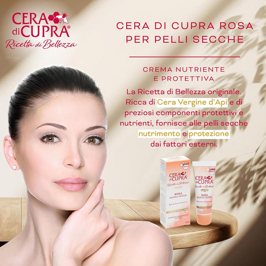 , Crema Rosa Formulazione Tradizionale, Con Cera Vergine D'Api, Ricca Di Componenti Protettivi, Ad Azione Antietà, Made in Italy, Dermatologicamente Testata, Tubetto Da 75 Ml